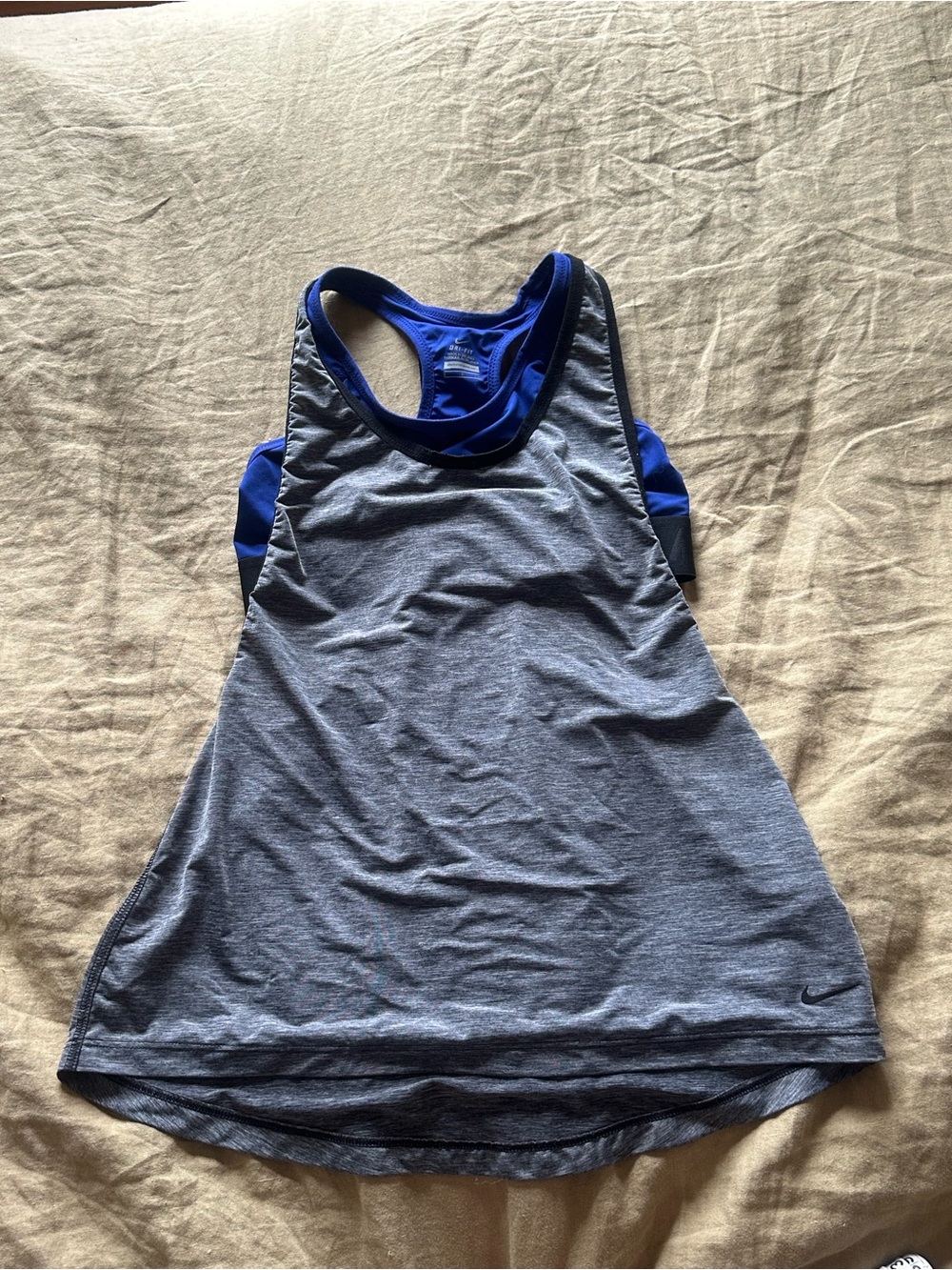 Nike Women's Gray Tank with Blue Trim Racerback